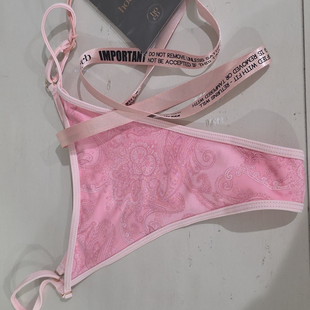 House of Cb‎ Cote Dazur pink paisley thong bikini bottom M NWT - Picture 4 of 6